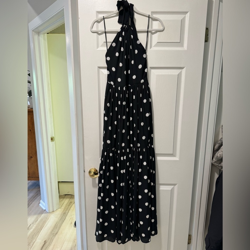J Crew Women’s Black Polka Dot Maxi Dress Size Small - Picture 4 of 5